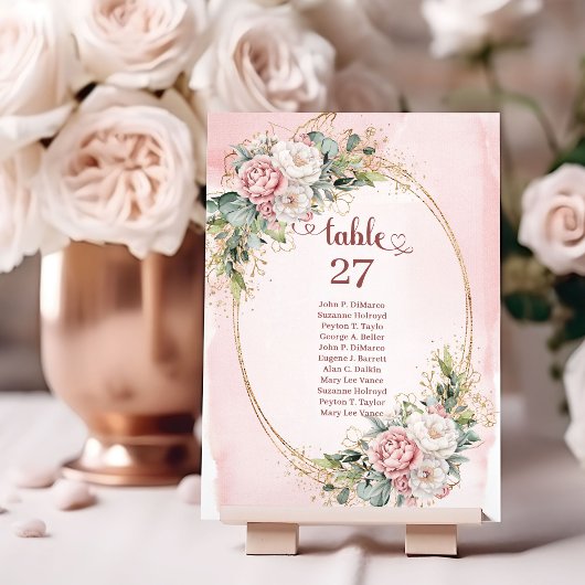 Rose Gold Eucalyptus Wedding Table Number Sign テーブルナンバー