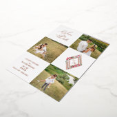 Rose Gold Fancy Modern Collage 3 Photos Wedding 箔招待状 (回転した状態)