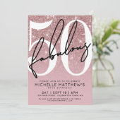 Rose Gold Fifty Fabulous 50th Birthday 招待状 (スタンド正面)