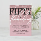Rose Gold Fifty Fabulous 50th Birthday Party 招待状 (スタンド正面)