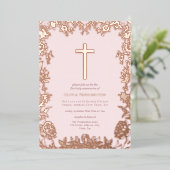 Rose Gold | First Communion Foil Invitation 箔招待状 (立ち正面)