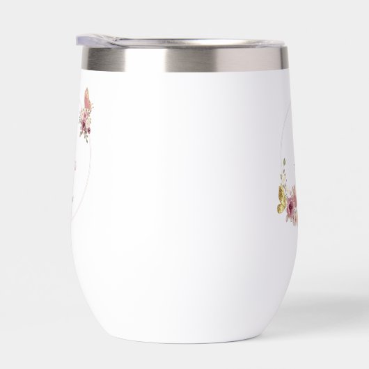 Rose Gold Floral Butterfly Custom Text (右面)