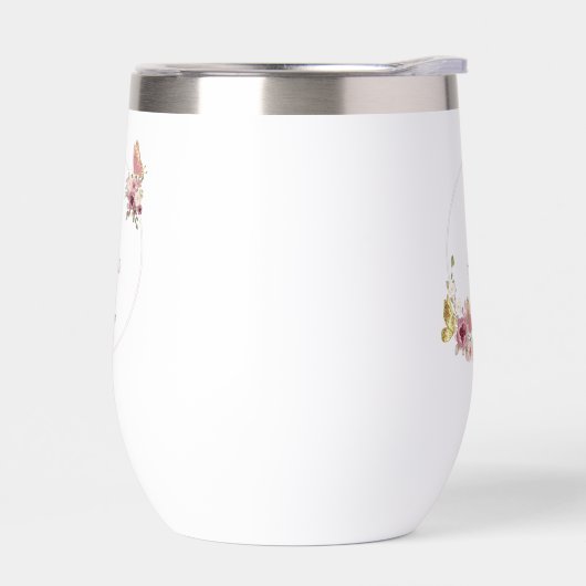 Rose Gold Floral Butterfly Custom Text (左面)