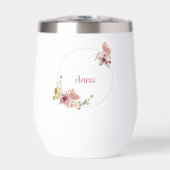 Rose Gold Floral Butterfly Custom Text (正面)