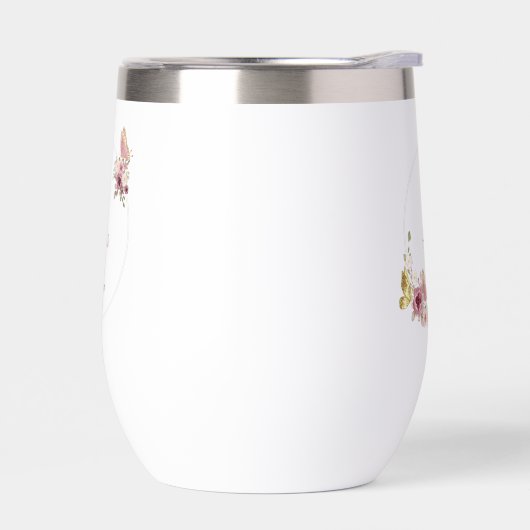 Rose Gold Floral Butterfly Custom Text (左面)