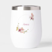 Rose Gold Floral Butterfly Custom Text (背面)