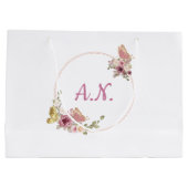 Rose Gold Floral Butterfly – Elegant Personal ラージペーパーバッグ (裏面)