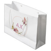 Rose Gold Floral Butterfly – Elegant Personal ラージペーパーバッグ (正面アングル)