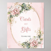 Rose Gold Floral Eucalyptus Cards and Gifts Baby  ポスター (正面)