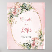 Rose Gold Floral Eucalyptus Cards and Gifts Baby  ポスター (正面)