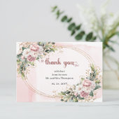Rose Gold Floral Eucalyptus Elegant Wedding   サンキューカード (スタンド正面)