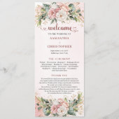 Rose Gold Floral Eucalyptus Elegant Wedding Agenda プログラム (正面)