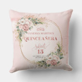 Rose Gold Floral Eucalyptus Quinceañera Gift クッション (裏面)