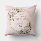 Rose Gold Floral Eucalyptus Quinceañera Gift クッション (正面)