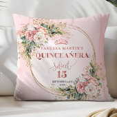 Rose Gold Floral Eucalyptus Quinceañera Pillow クッション