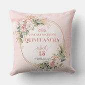 Rose Gold Floral Eucalyptus Quinceañera Pillow クッション (裏面)