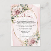 Rose Gold Floral Eucalyptus Wedding Details Card エンクロージャーカード (正面)