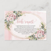 Rose Gold Floral Greenery Baby Shower Book Request エンクロージャーカード (正面)