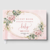 Rose Gold Floral Greenery Baby Shower Guest Book ゲストブック (正面)