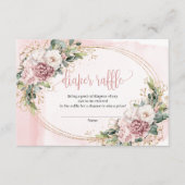 Rose Gold Floral Greenery Baby Shower Raffle Slip エンクロージャーカード (正面)
