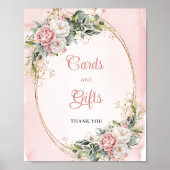 Rose Gold Floral Greenery Cards and Gifts Party  ポスター (正面)