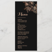 Rose Gold Floral Line Art Black Wedding メニュー (正面)