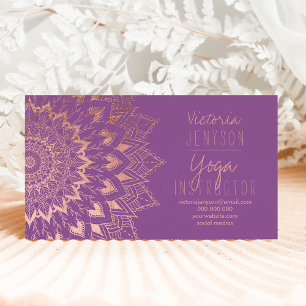 Rose gold floral mandala purple yoga instructor 名刺