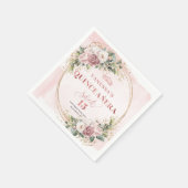 Rose Gold Floral Napkins for Sweet 15 Celebration スタンダードカクテルナプキン (角)