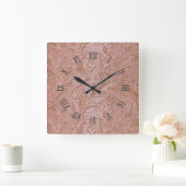 Rose-Gold Floral pattern スクエア壁時計 (ホーム)