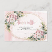 Rose Gold Flowers Eucalyptus Baby Girl Raffle Card エンクロージャーカード (正面)