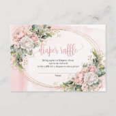 Rose Gold Flowers Eucalyptus Baby Girl Raffle Slip エンクロージャーカード (正面)