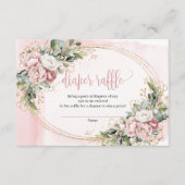Rose Gold Flowers Eucalyptus Baby Shower Raffle エンクロージャーカード (正面)