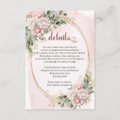 Rose Gold Flowers Greenery Wedding Details Card エンクロージャーカード (正面)