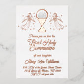 rose gold foil angels  First Communion 箔招待状 (正面)