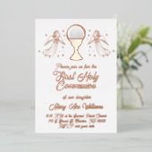 rose gold foil angels  First Communion 箔招待状 (立ち正面)