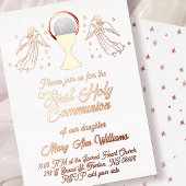 rose gold foil angels  First Communion 箔招待状