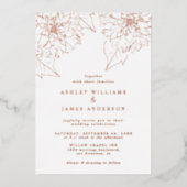 Rose Gold Foil Dahlia Floral Elegant Wedding 箔招待状 (正面)