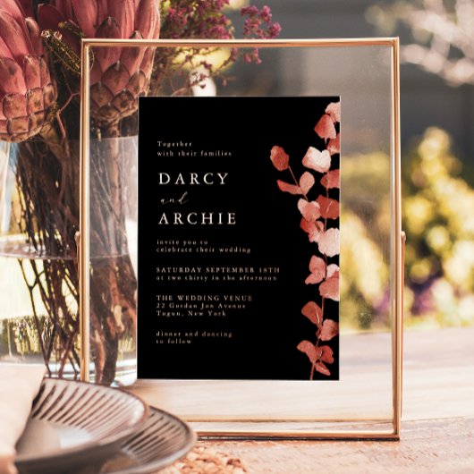 Rose Gold Foil Eucalyptus Wedding 箔招待状