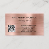 Rose Gold Foil Fancy Monogram QR Code 名刺 (裏面)