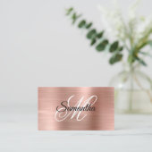 Rose Gold Foil Fancy Monogram QR Code 名刺 (スタンド正面)