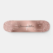 Rose gold Foil Glitter Monogram Pretty スケートボード (横)
