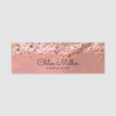 Rose Gold Foil Glittery Stylish Chic Makeup Artist 名札 (正面)