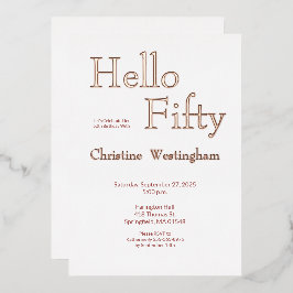 Rose Gold Foil Hello Fifty 50th Birthday Party 箔招待状