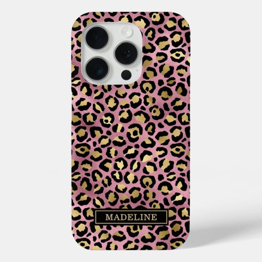 Rose Gold Foil Leopard Print Monogrammed Case-Mate iPhoneケース (裏面)