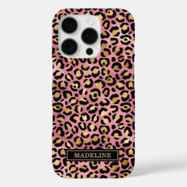 Rose Gold Foil Leopard Print Monogrammed iPhone 16 Proケース