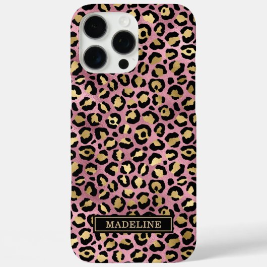 Rose Gold Foil Leopard Print Monogrammed Case-Mate iPhoneケース (裏面)