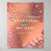 Rose Gold Foil Luxury Glam Elegant Stylish Wedding ポスター (正面)