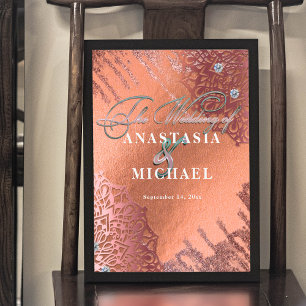 Rose Gold Foil Luxury Glam Elegant Stylish Wedding ポスター