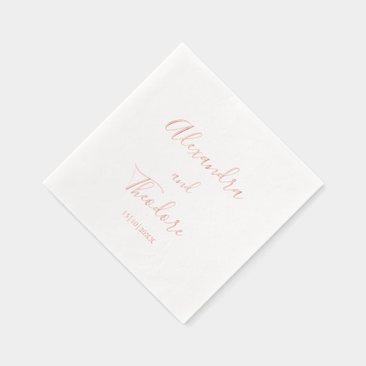 Rose Gold Foil Personalized Wedding Cocktail 箔ナプキン (右)