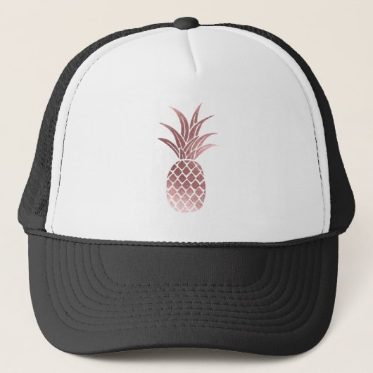 Rose Gold Foil Pineapple Trucker Hat キャップ (正面)
